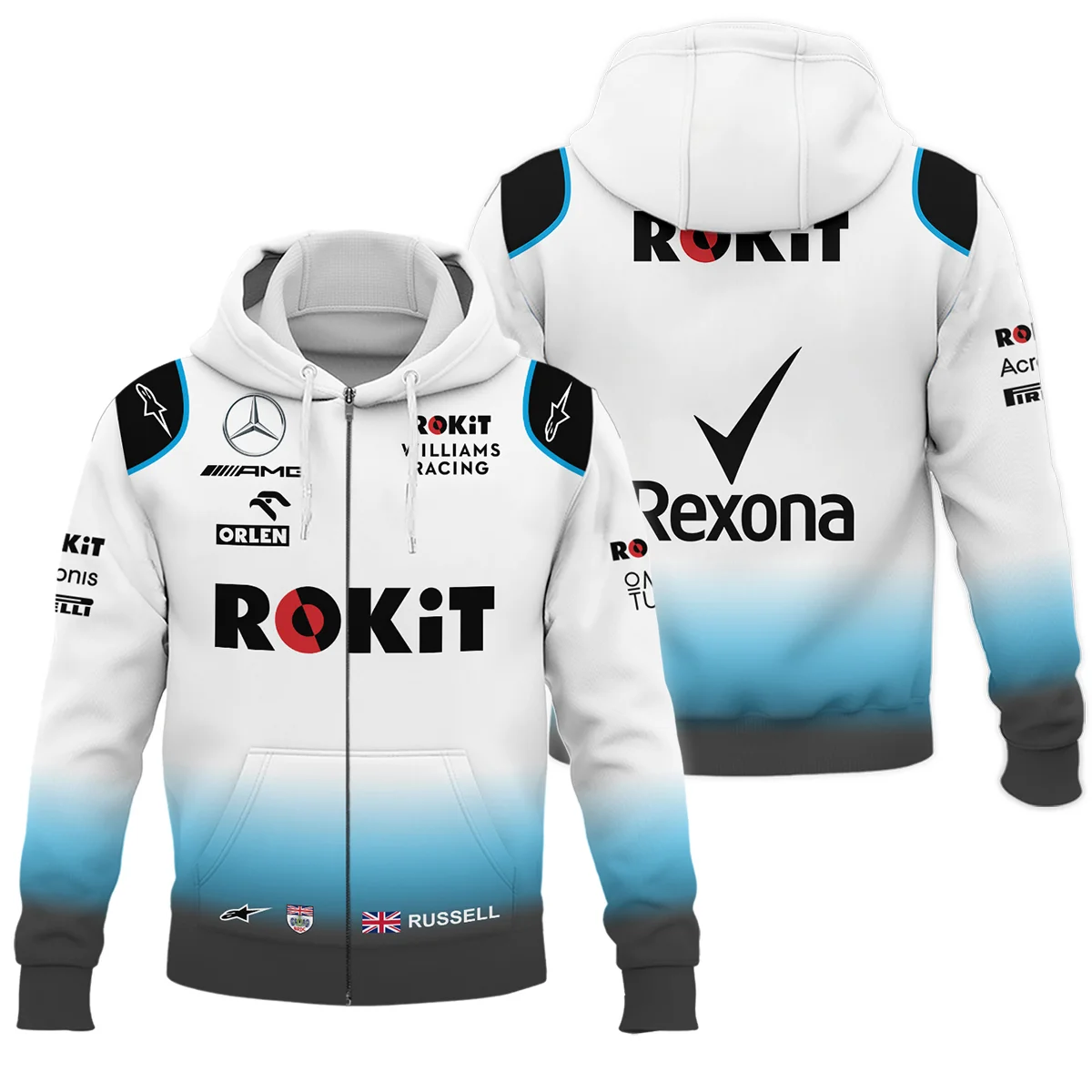 2019 George Russell Racing Suit Williams F1 Zipper Hoodie Unisex Motorsport Apparel BLVAGR080925A5ZHD