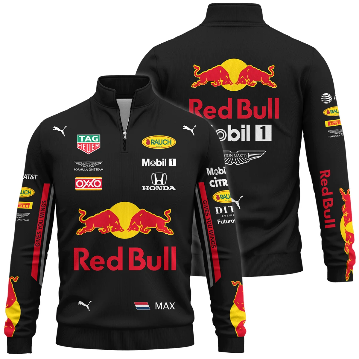 2019 Max Verstappen Racing Suit Red Bull Racing F1 Quarter-Zip Sweatshirt Unisex Motorsport Apparel BLVAMV281125A4QZS