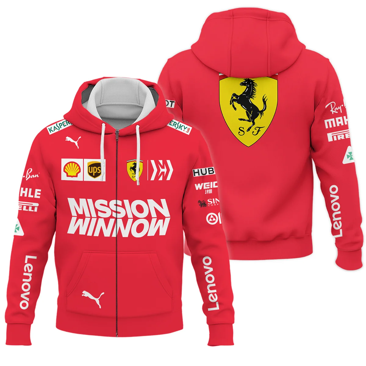 2019 Sebastian Vettel Racing Suit Ferrari F1 Zipper Hoodie BLVASV110925A10ZHD