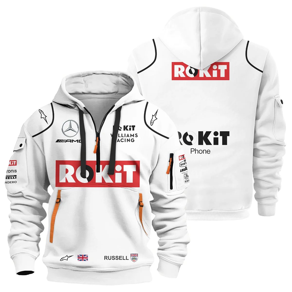 2020 George Russell Racing Suit Williams F1 Hoodie Half Zip Unisex Motorsport Apparel BLVAGR080925A4HDF