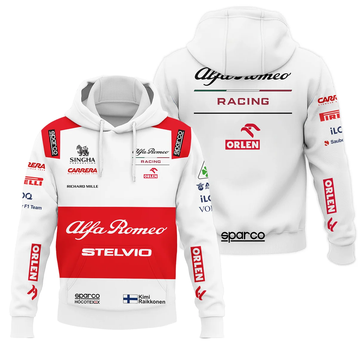 2020 Kimi Raikkonen Racing Suit Alfa Romeo F1 Hoodie Unisex Motorsport Apparel BLVAKR191125A7HD