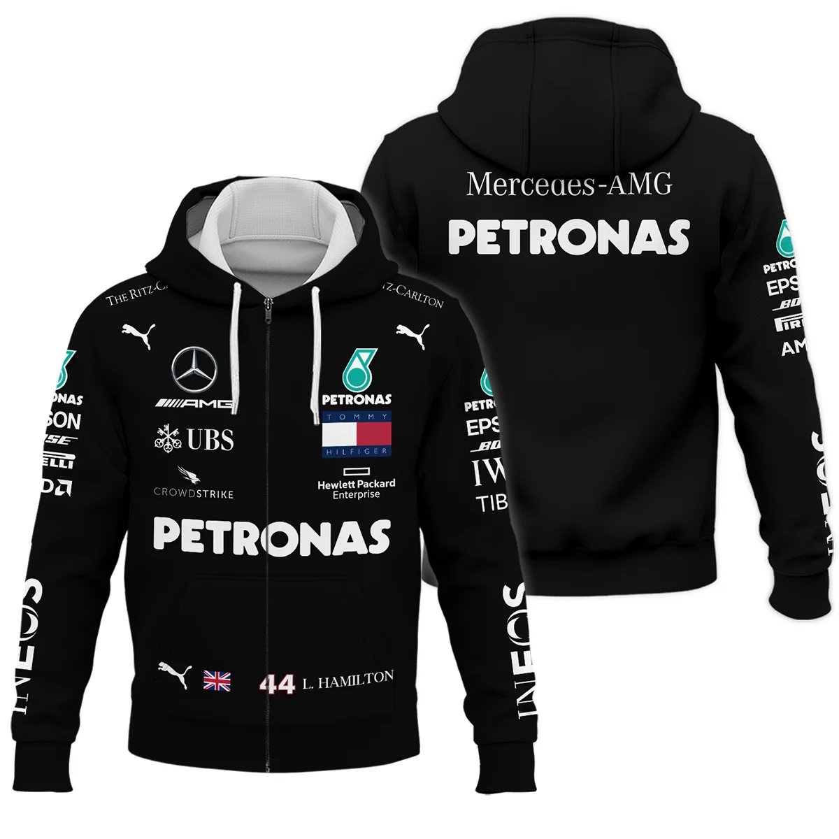 2020 Lewis Hamilton Racing Suit Mercedes F1 Zipper Hoodie Unisex Motorsport Apparel BLVALH180825A3ZHD