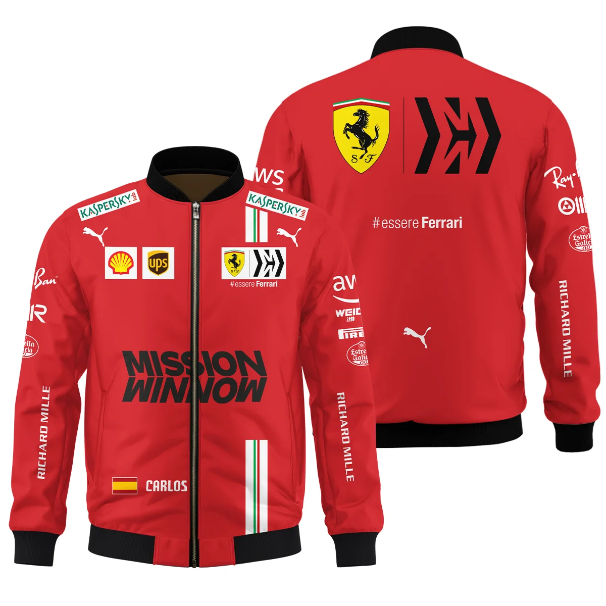 2021 Carlos Sainz Racing Suit Ferrari F1 Bomber Unisex Motorsport Apparel BLVACS190825A7BB