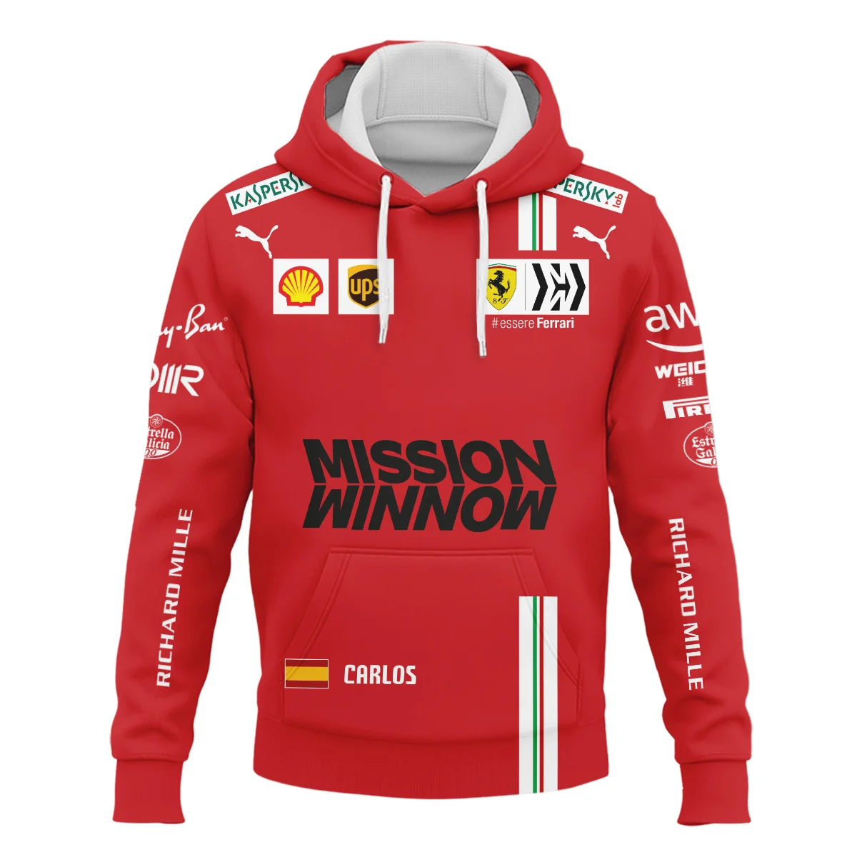 2021 Carlos Sainz Racing Suit Ferrari F1 Hoodie BLVACS190825A7HD - Image 2