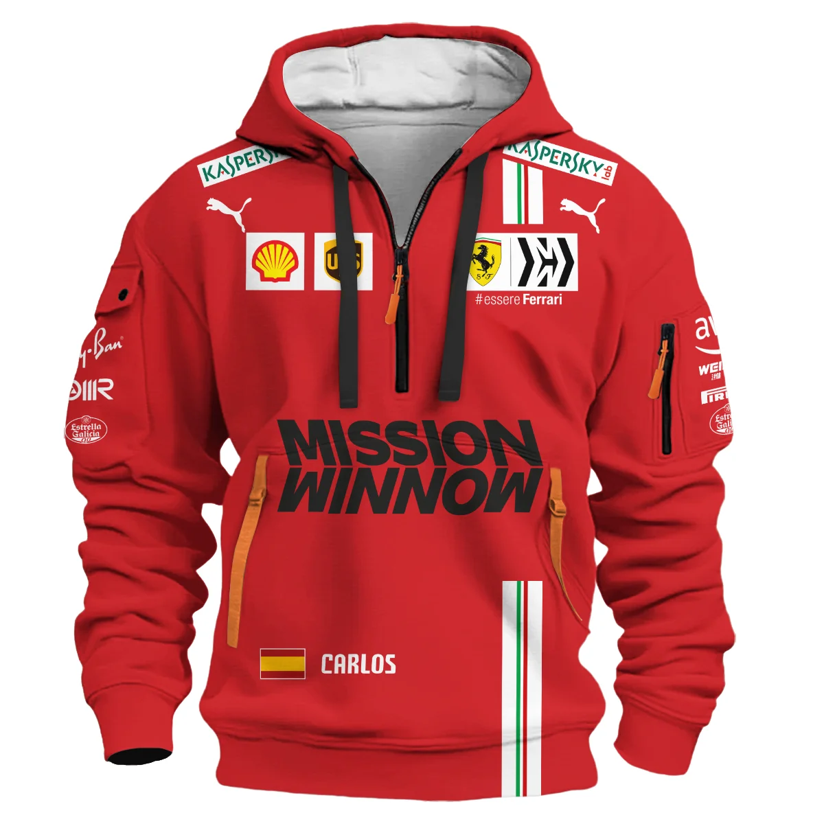 2021 Carlos Sainz Racing Suit Ferrari F1 Hoodie Half Zip BLVACS190825A7HDF - Image 2