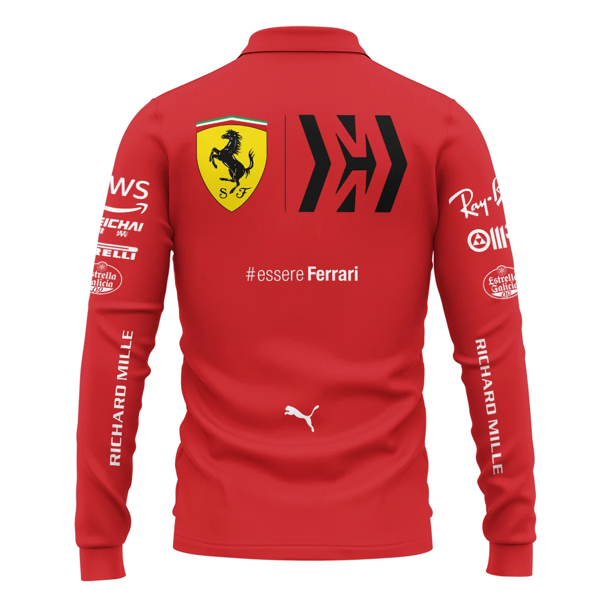 2021 Carlos Sainz Racing Suit Ferrari F1 Long Polo Shirt BLVACS190825A7LPL - Image 3