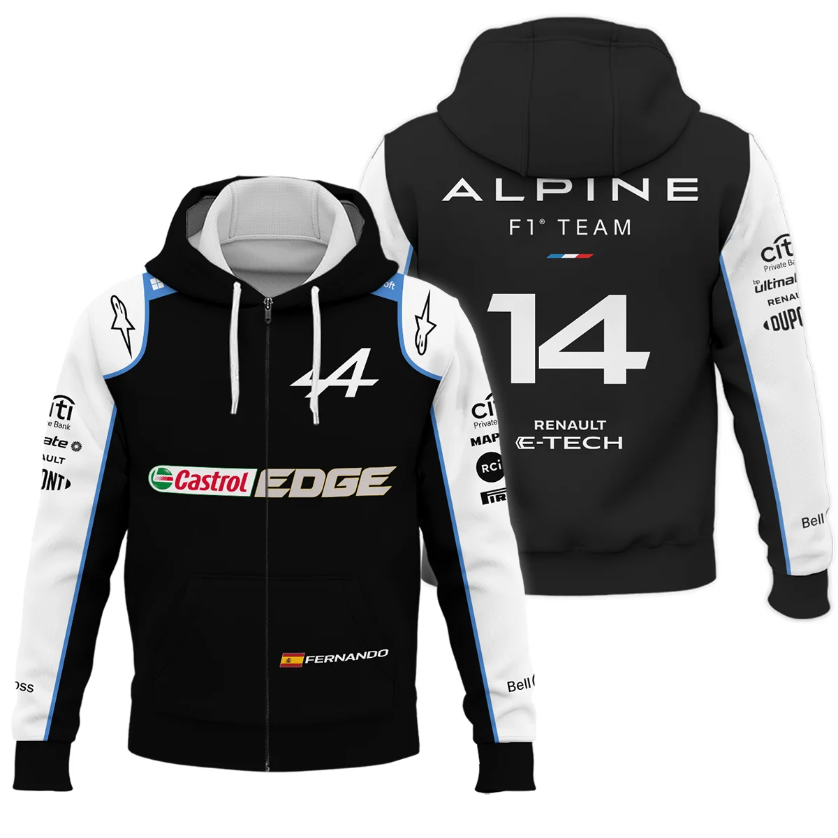 2021 Fernando Alonso Racing Suit Alpine F1 Zipper Hoodie Unisex Motorsport Apparel BLVAFA030925A9ZHD