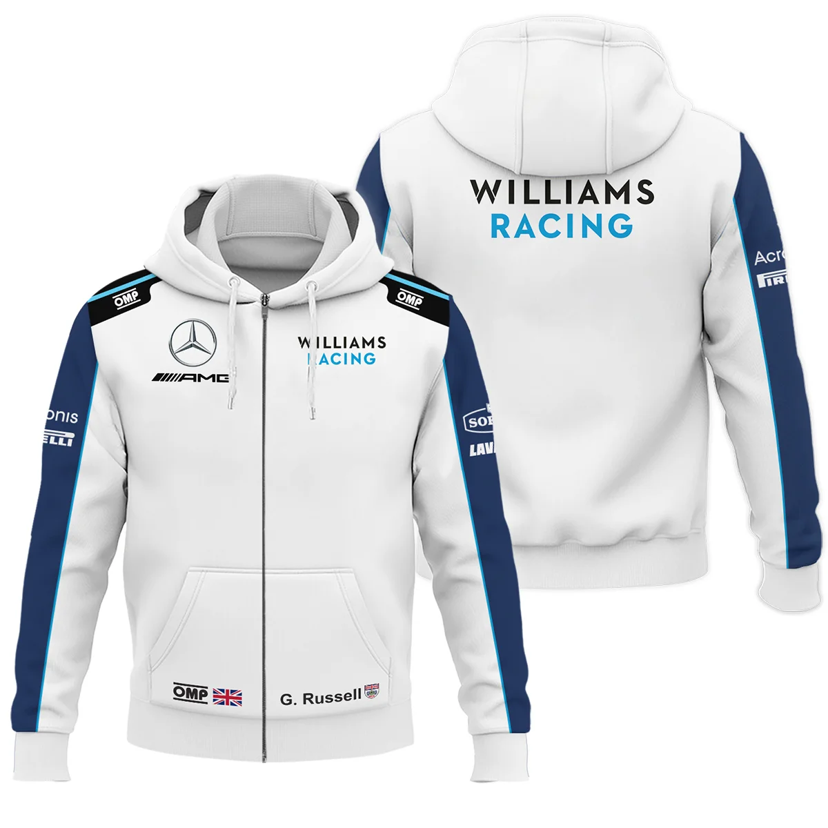 2021 George Russell Racing Suit Williams F1 Zipper Hoodie Unisex Motorsport Apparel BLVAGR080925A3ZHD