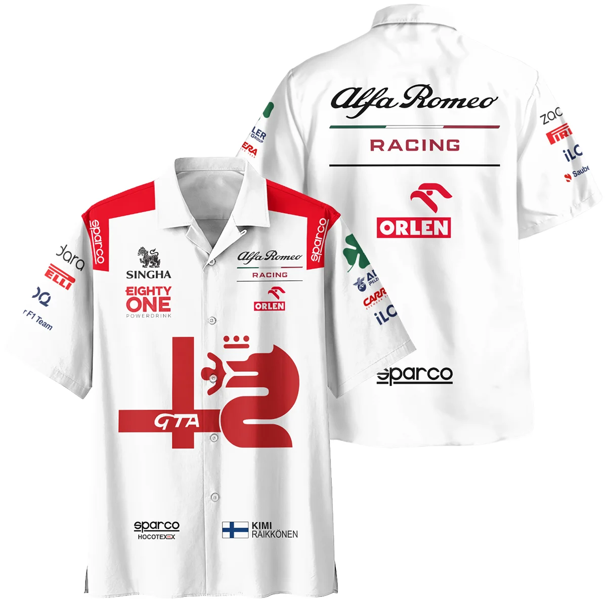 2021 Kimi Raikkonen Racing Suit Alfa Romeo F1 Hawaiian Shirt BLVAKR191125A8HW