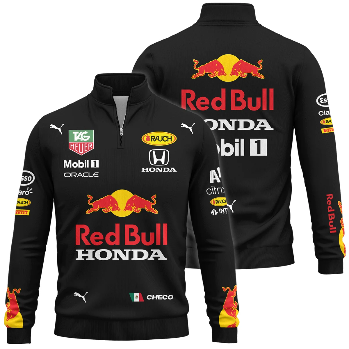 2021 Sergio Perez Racing Suit Red Bull Racing F1 Quarter-Zip Sweatshirt Unisex Motorsport Apparel BLVASP170925A1QZS