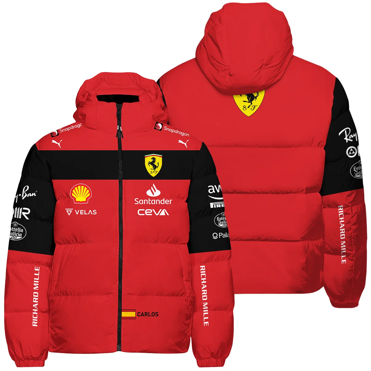 2022 Carlos Sainz Racing Suit Ferrari F1 Down & Puffer Jackets Unisex Motorsport Apparel BLVACS190825A11HCJ