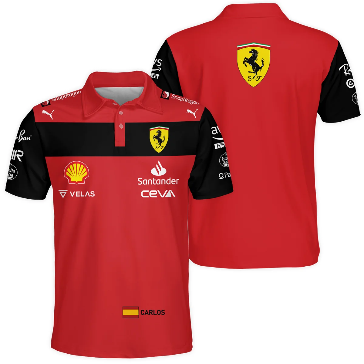 2022 Carlos Sainz Racing Suit Ferrari F1 Polo Shirt Unisex Motorsport Apparel BLVACS190825A11PL