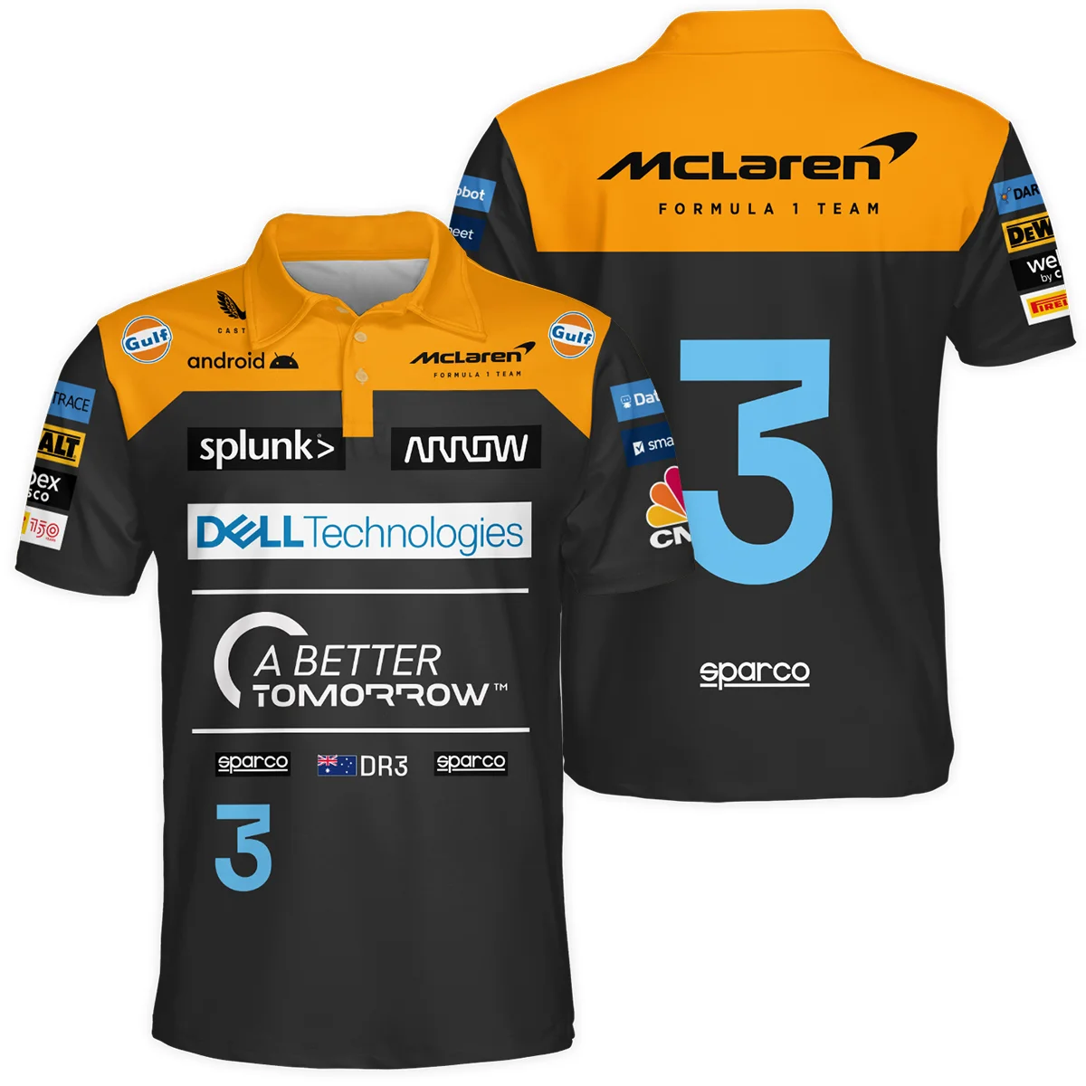 2022 Daniel Ricciardo McLaren F1 Team Race Suit Polo Shirt BLVA180725A06PL