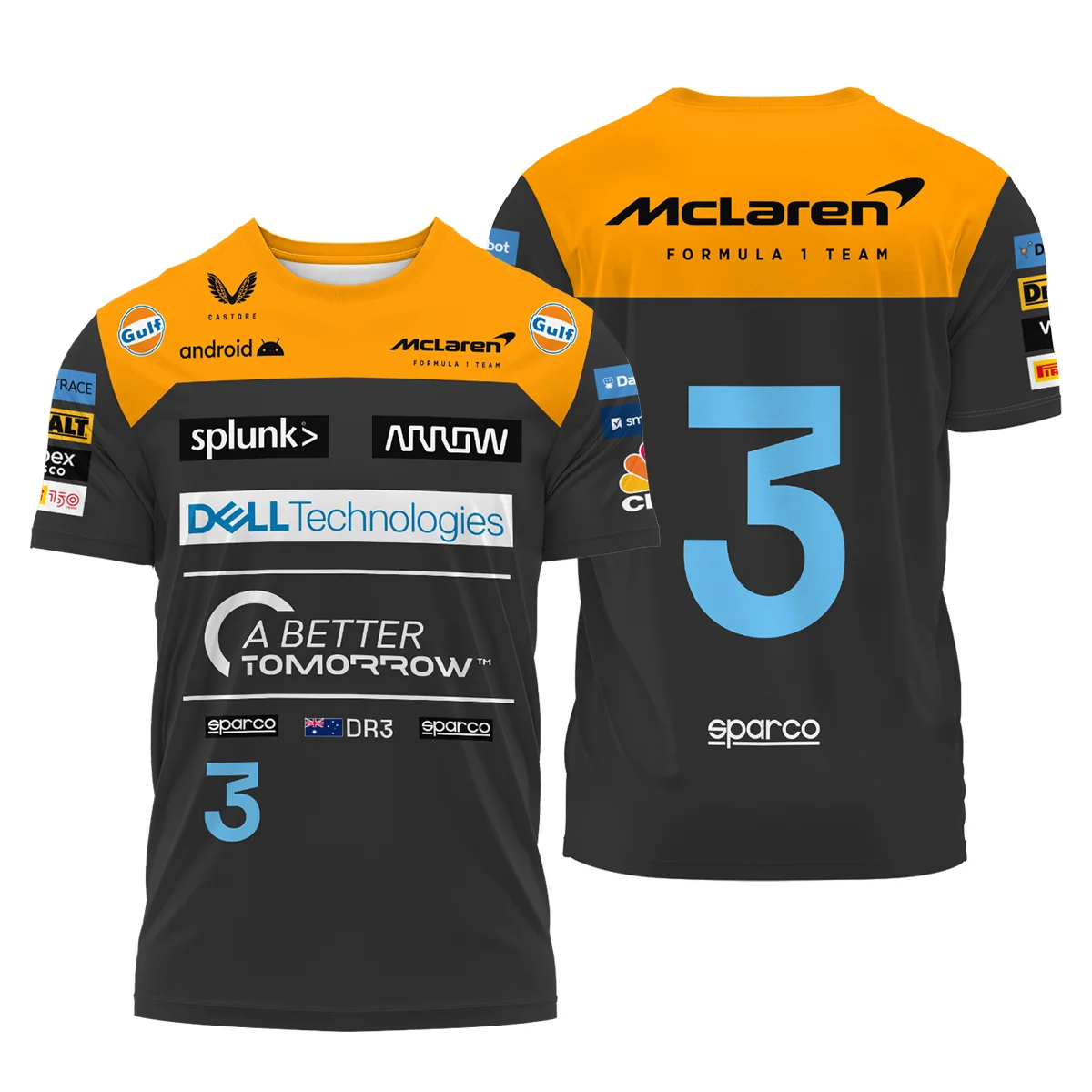 2022 Daniel Ricciardo McLaren F1 Team Race Suit T-Shirt BLVA180725A06TS