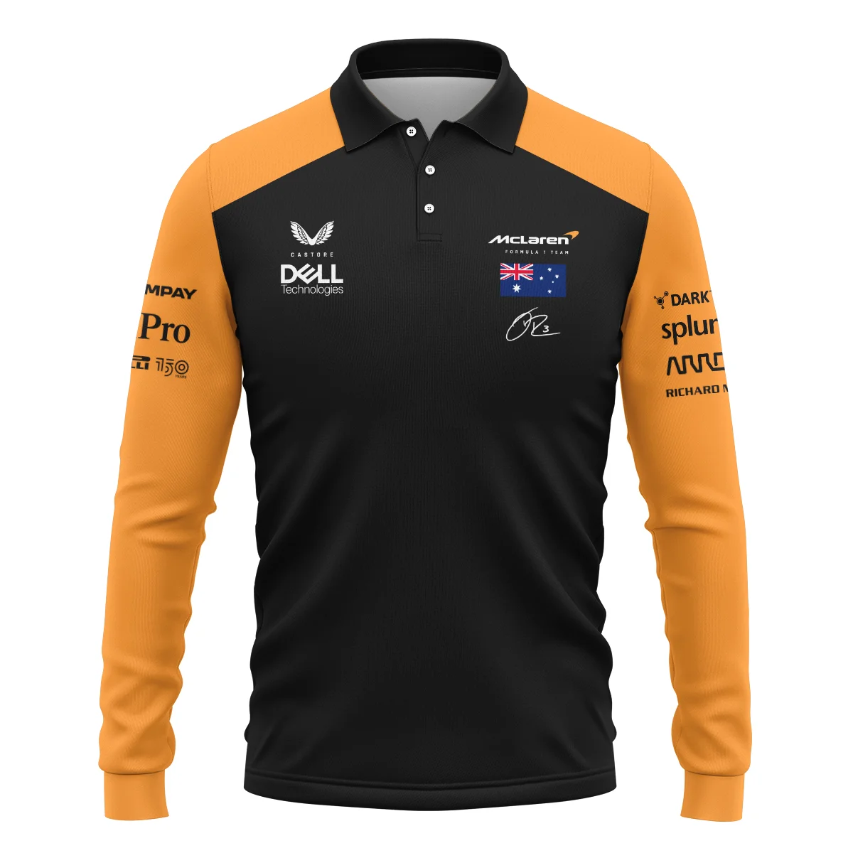 2022 Daniel Ricciardo McLaren F1 Team Suit Long Polo Shirt BLVA180725A07LPL - Image 2