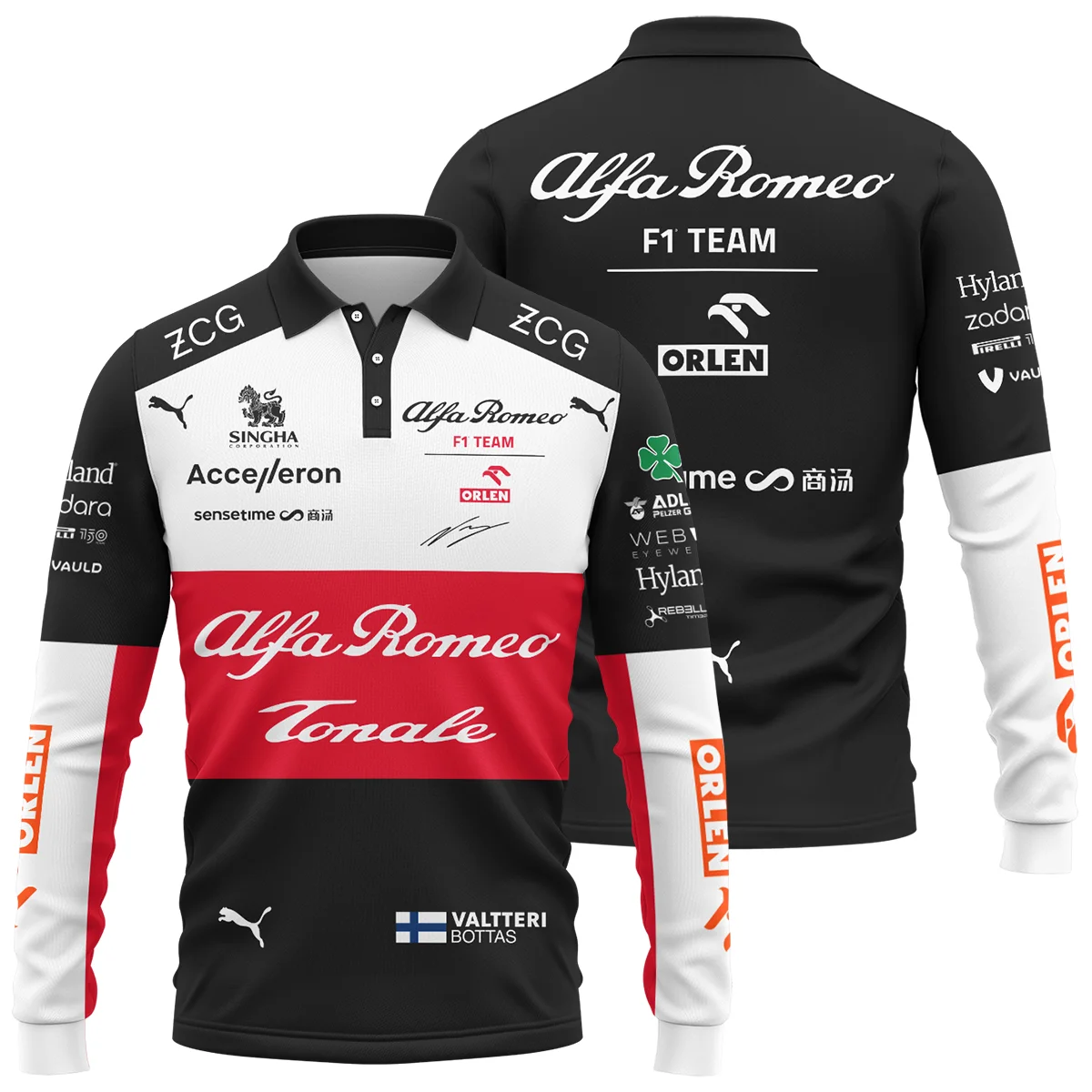2022 Valtteri Bottas Racing Suit Alfa Romeo F1 Long Polo Shirt Unisex Motorsport Apparel BLVAVB130925A6LPL