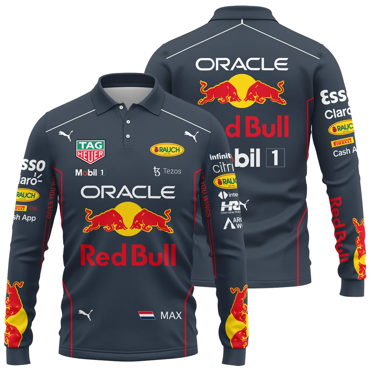 2022 WDC Max Verstappen Racing Suit Red Bull Racing F1 Long Polo Shirt Unisex Motorsport Apparel BLVAMV281125A1LPL