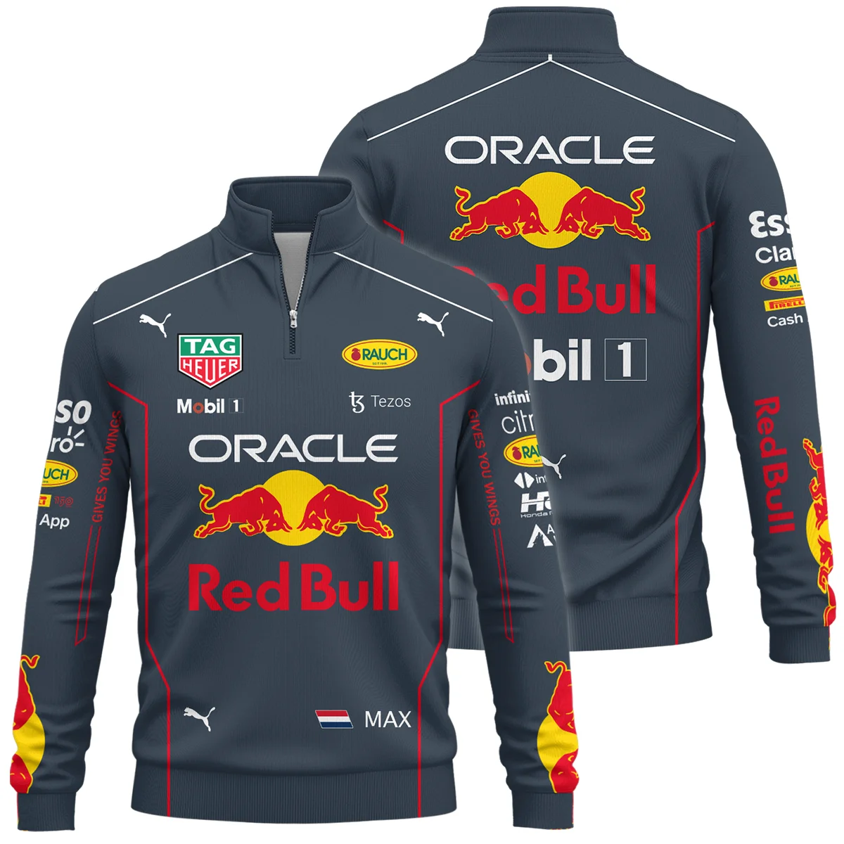 2022 WDC Max Verstappen Racing Suit Red Bull Racing F1 Quarter-Zip Sweatshirt Unisex Motorsport Apparel BLVAMV281125A1QZS