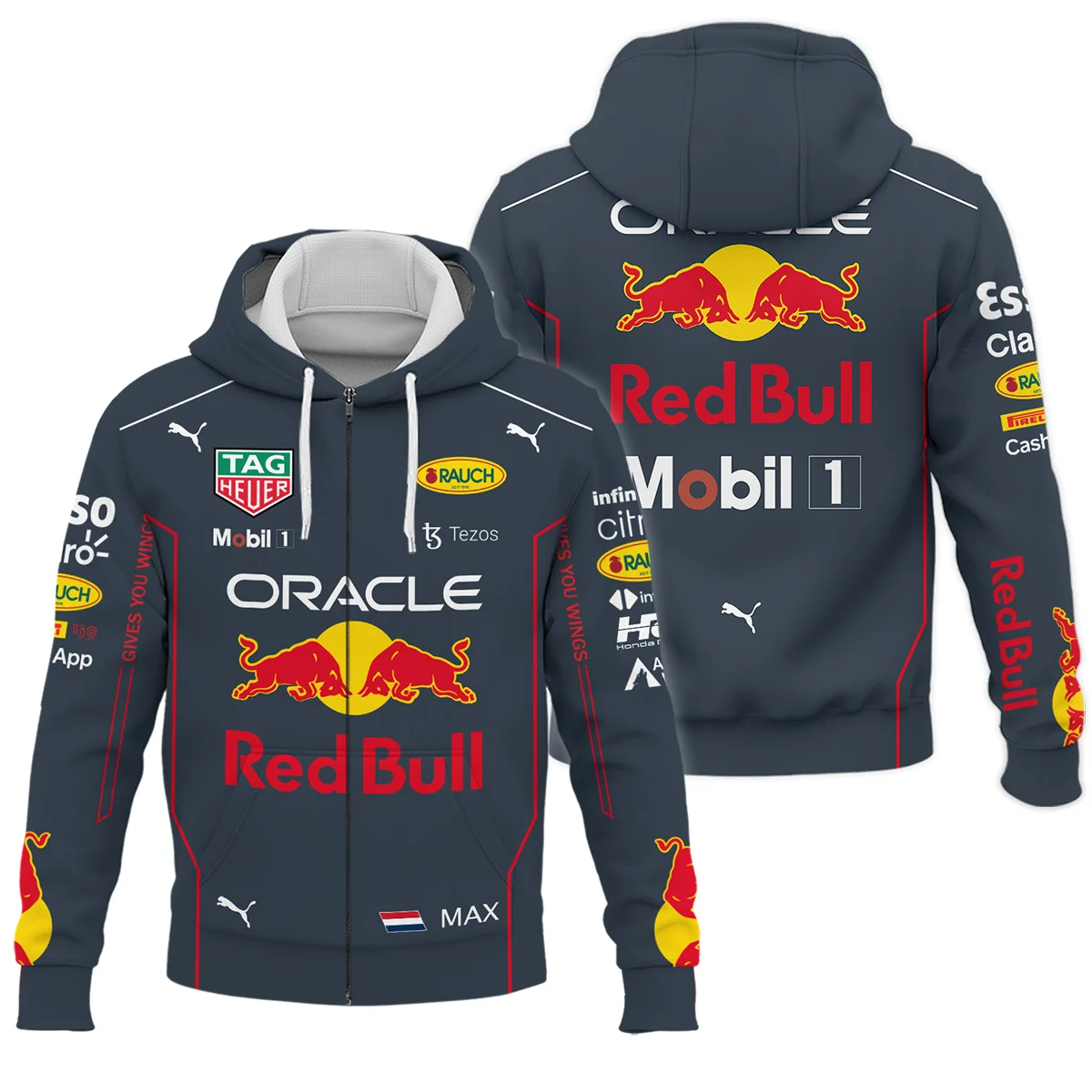 2022 WDC Max Verstappen Racing Suit Red Bull Racing F1 Zipper Hoodie Unisex Motorsport Apparel BLVAMV281125A1ZHD