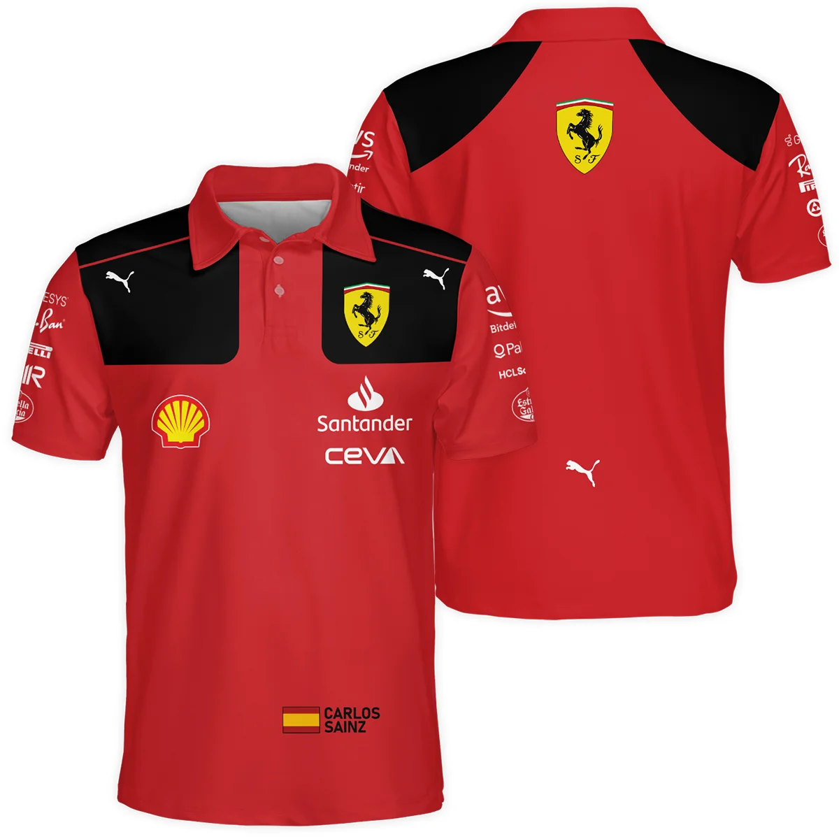 2023 Carlos Sainz Racing Suit Ferrari F1 Polo Shirt Unisex Motorsport Apparel BLVACS190825A10PL