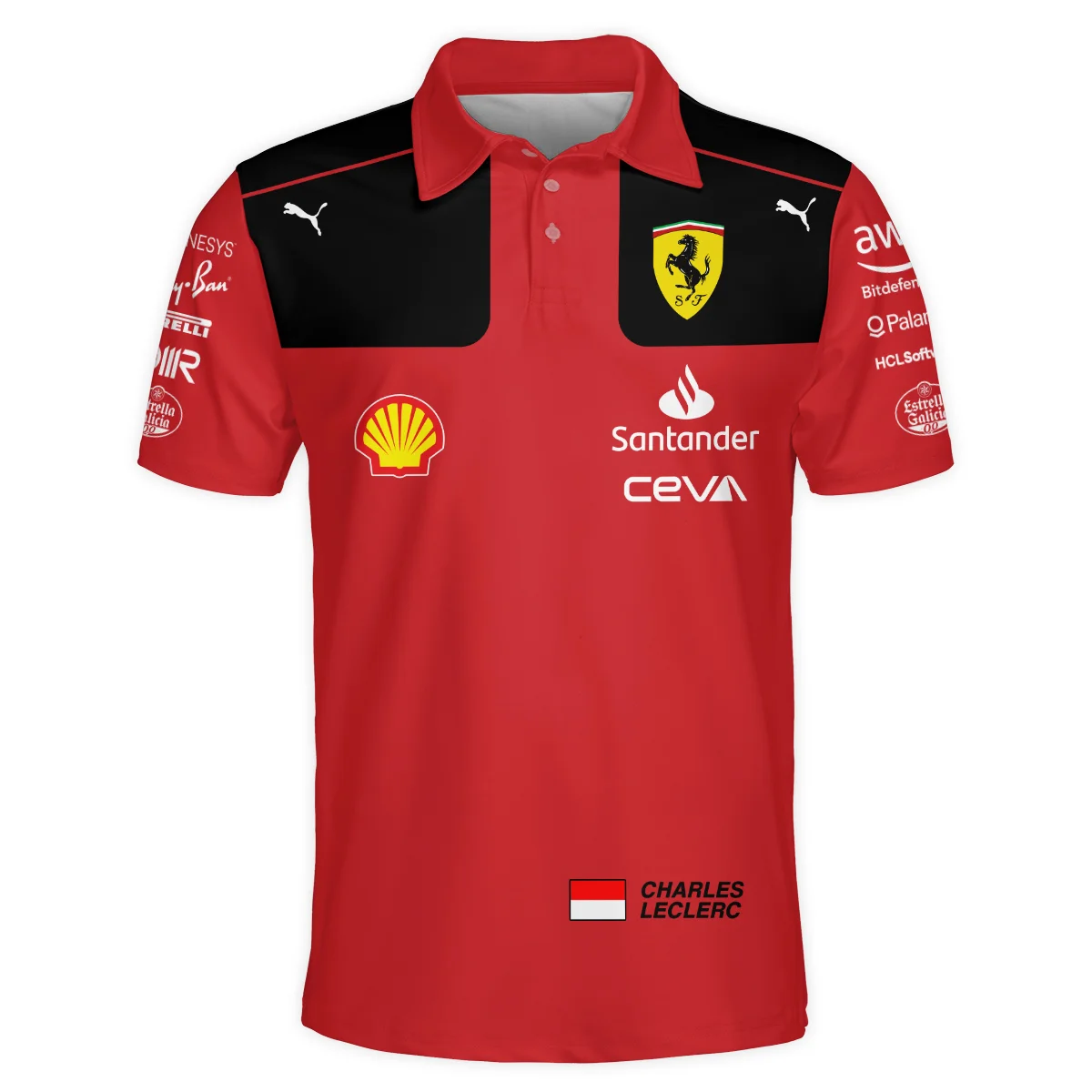 2023 Charles Leclerc Racing Suit Ferrari F1 Polo Shirt BLVACL190825A10PL - Image 2