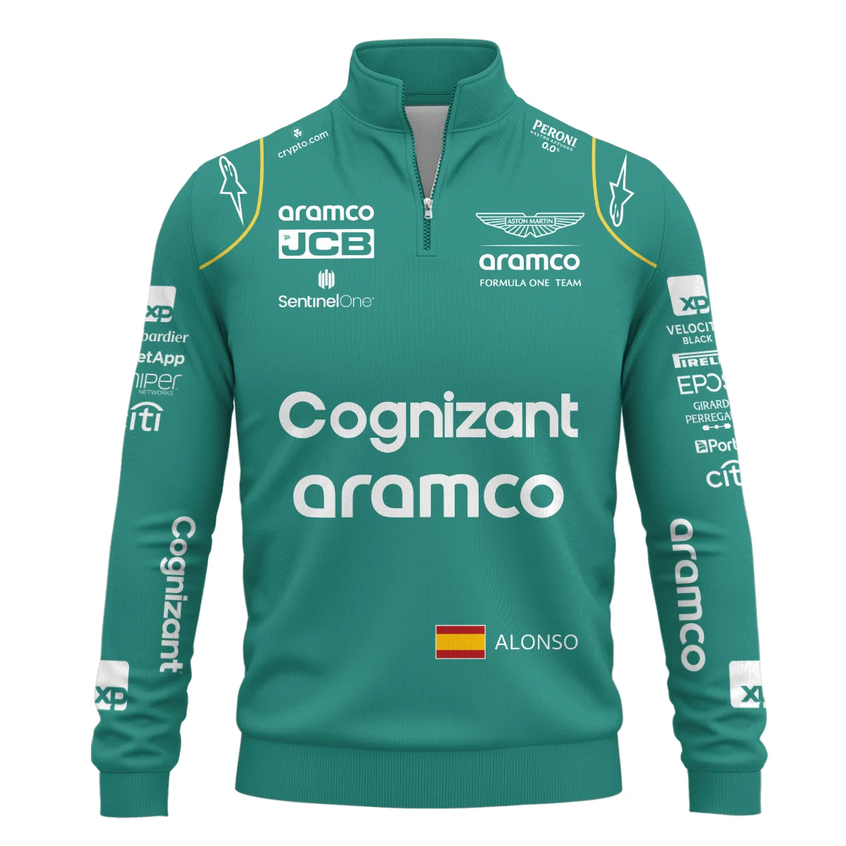 2023 Fernando Alonso Racing Suit Aston Martin F1 Quarter-Zip Sweatshirt BLVAFA030925A10QZS - Image 2