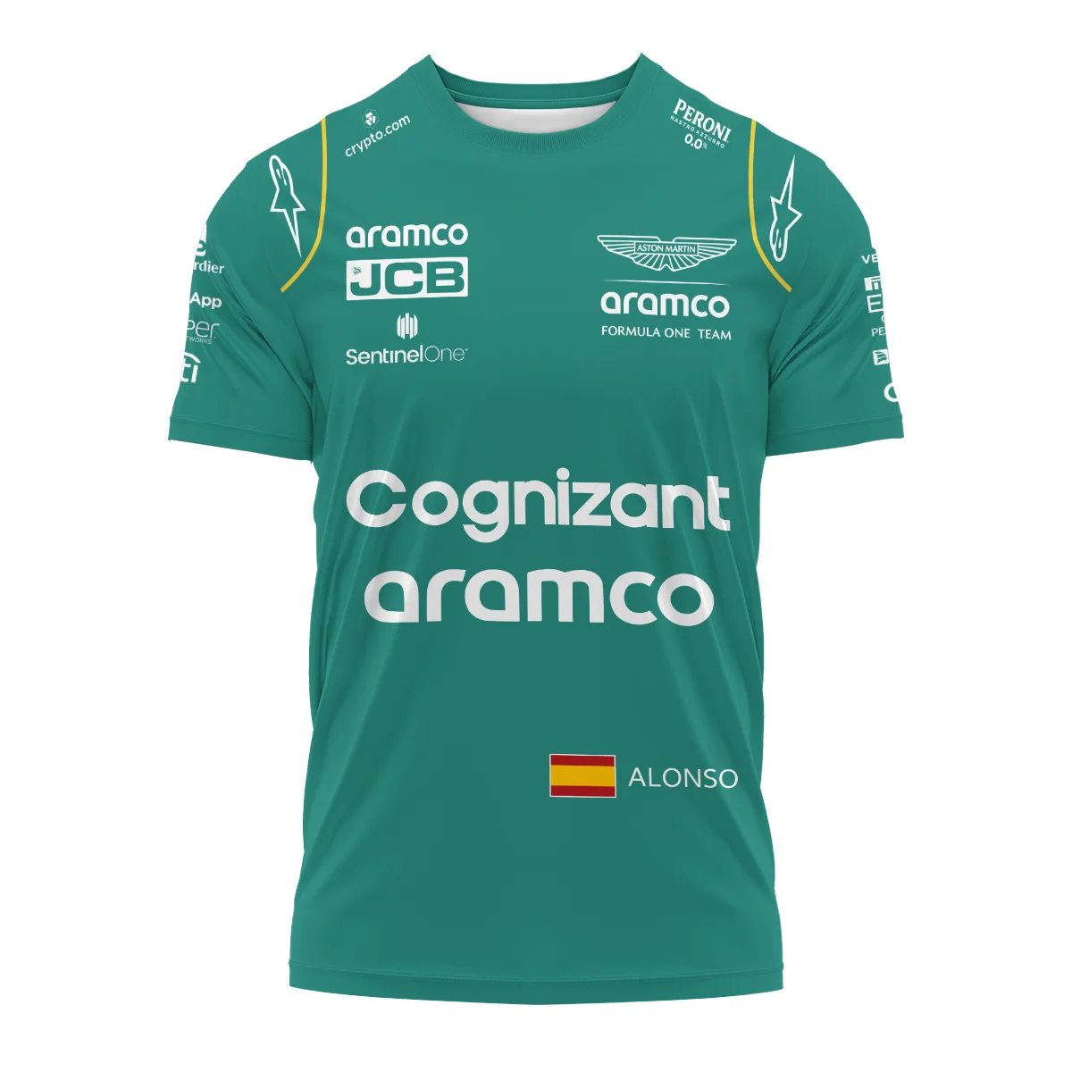 Alternative view of 2023 Fernando Alonso Racing Suit Aston Martin F1 T-Shirt BLVAFA030925A10TS