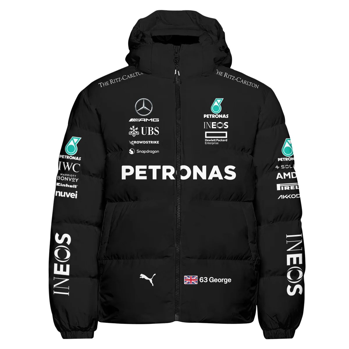 2023 George Russell Racing Suit Mercedes F1 Down & Puffer Jackets BLVAGR080925A2HCJ - Image 2