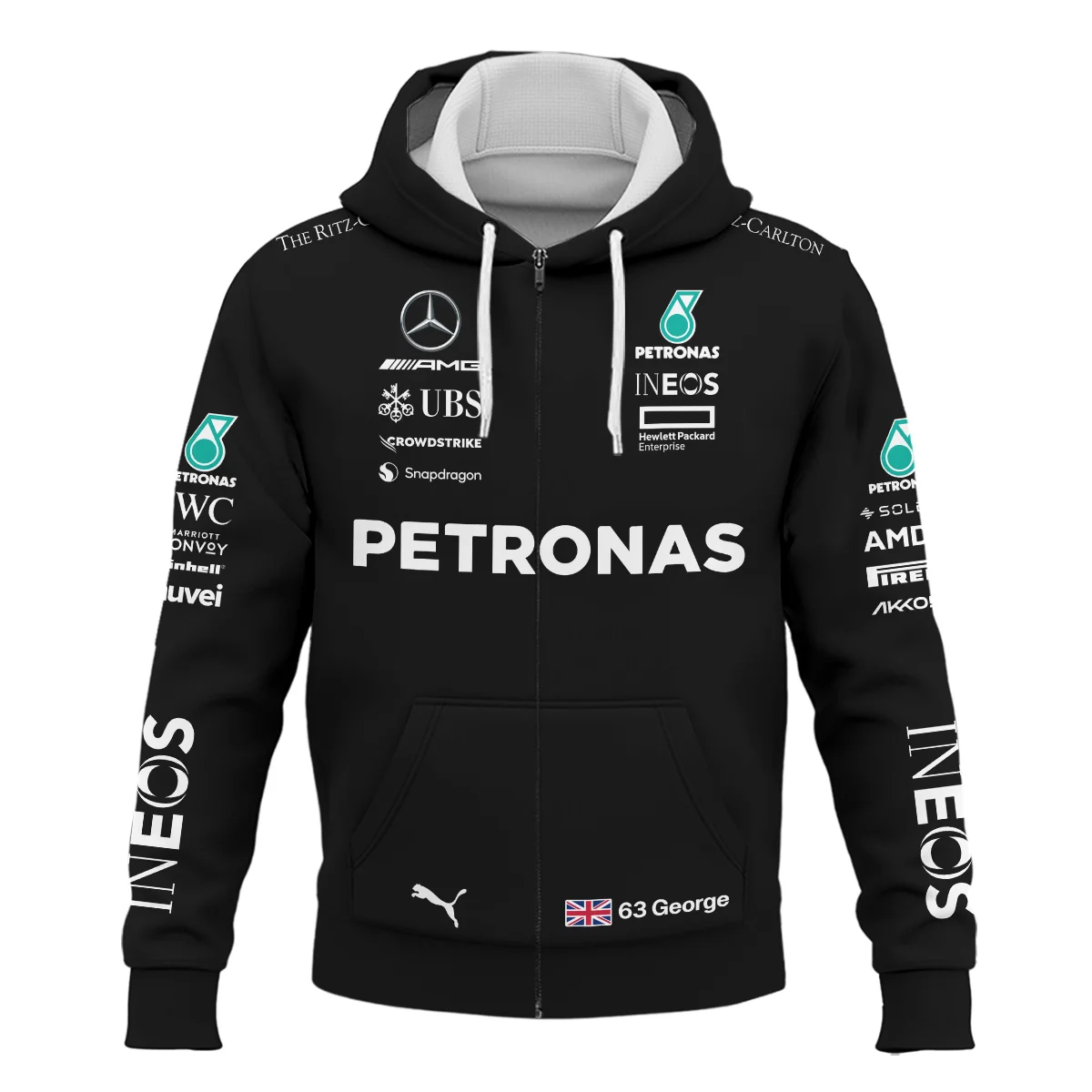 Alternative view of 2023 George Russell Racing Suit Mercedes F1 Zipper Hoodie BLVAGR080925A2ZHD