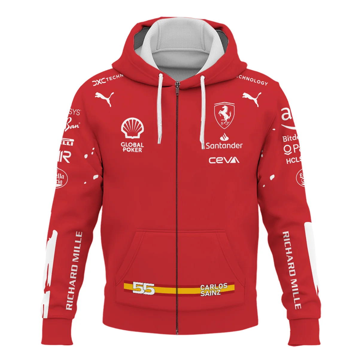 2023 Las Vegas GP Carlos Sainz Racing Suit Ferrari F1 Zipper Hoodie BLVACS190825A4ZHD - Image 2