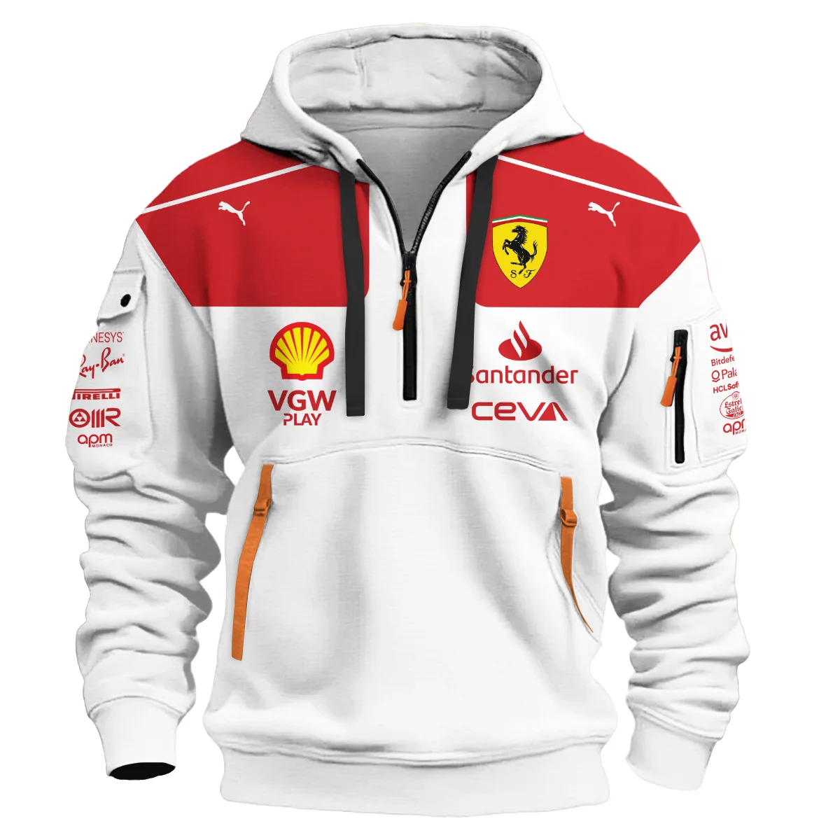 2023 Monaco GP Charles Leclerc Racing Suit Ferrari F1 Hoodie Half Zip BLVACL260825A3HDF - Image 2