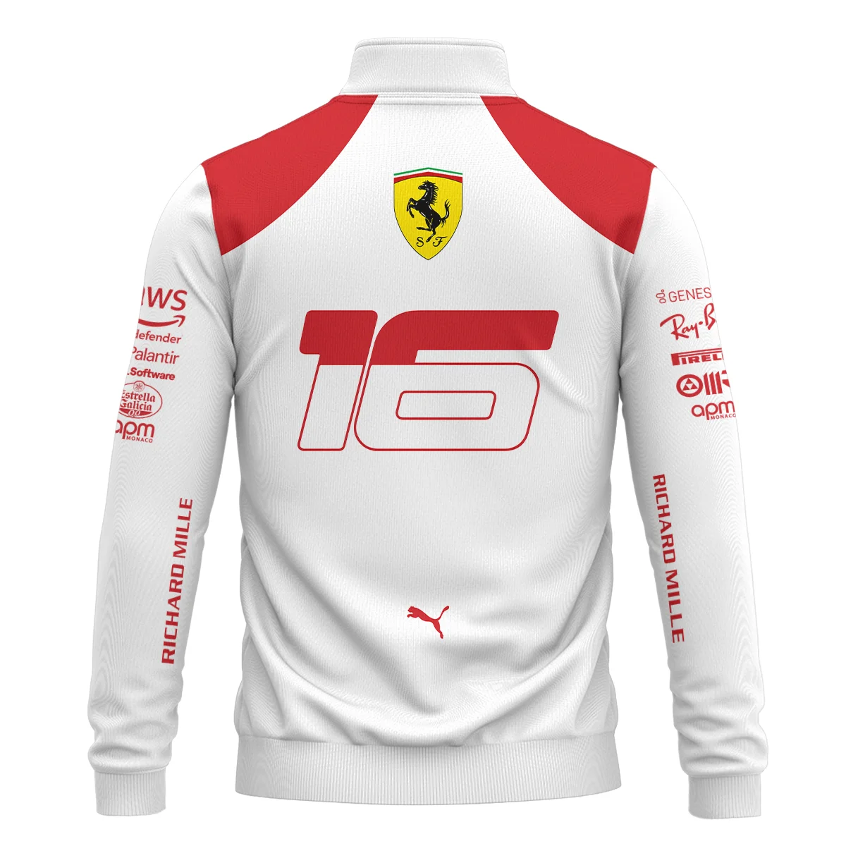 2023 Monaco GP Charles Leclerc Racing Suit Ferrari F1 Quarter-Zip Sweatshirt BLVACL260825A3QZS - Image 3