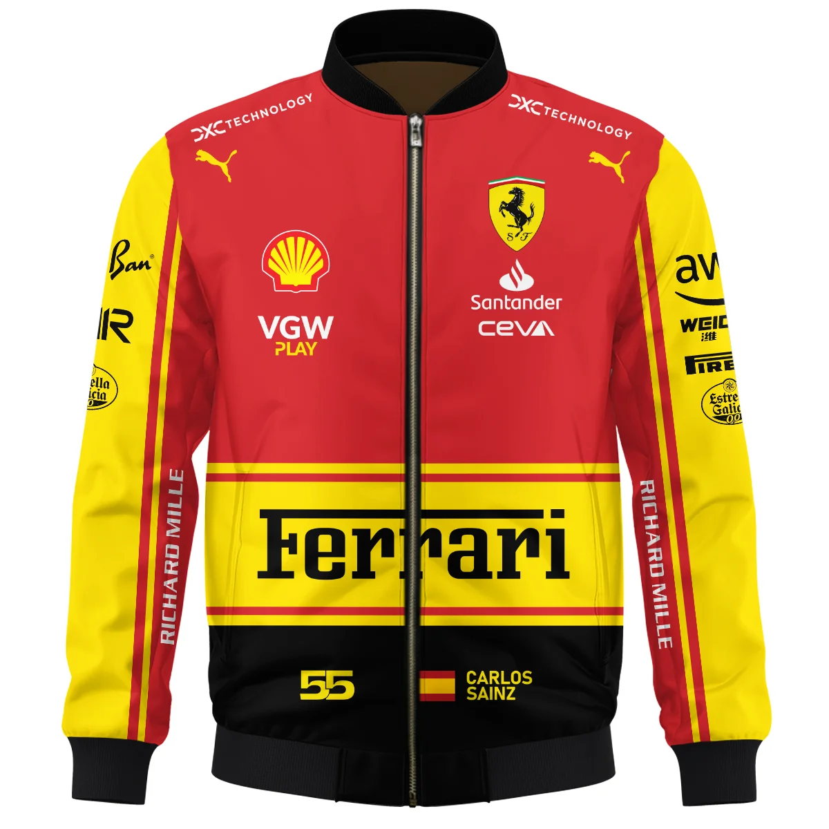 2023 Monza GP Carlos Sainz Racing Suit Ferrari F1 Bomber BLVACS190825A9BB - Image 2