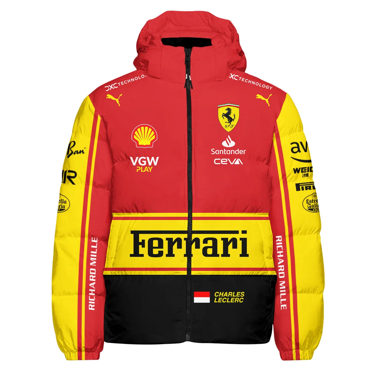 2023 Monza GP Charles Leclerc Racing Suit Ferrari F1 Down & Puffer Jackets BLVACL190825A9HCJ - Image 2