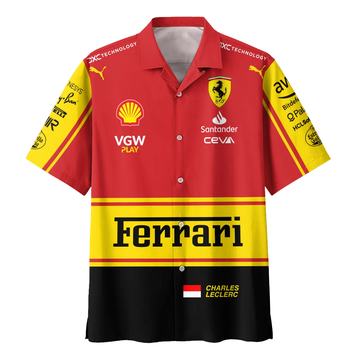 2023 Monza GP Charles Leclerc Racing Suit Ferrari F1 Hawaiian Shirt BLVACL190825A9HW - Image 2