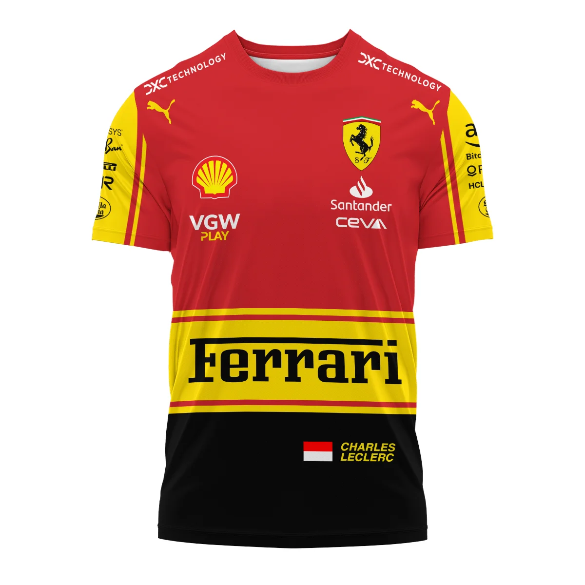 2023 Monza GP Charles Leclerc Racing Suit Ferrari F1 T-Shirt BLVACL190825A9TS - Image 2