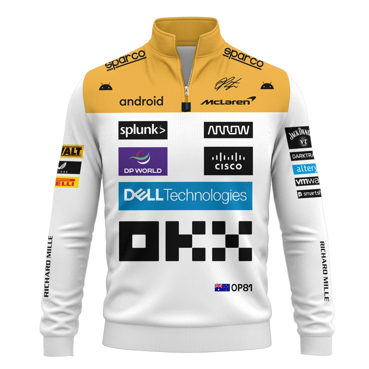 2023 Oscar Piastri Racing Suit McLaren F1 Quarter-Zip Sweatshirt BLVAOP150825A2QZS - Image 2