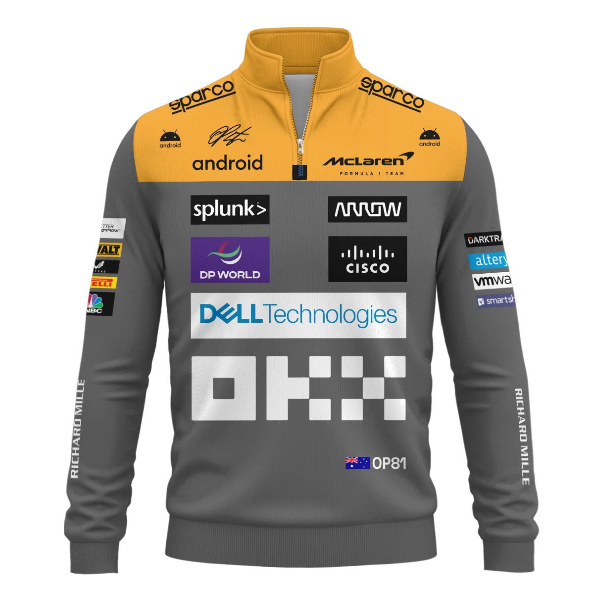 2023 Oscar Piastri Racing Suit McLaren F1 Quarter-Zip Sweatshirt BLVAOP150825A3QZS - Image 2