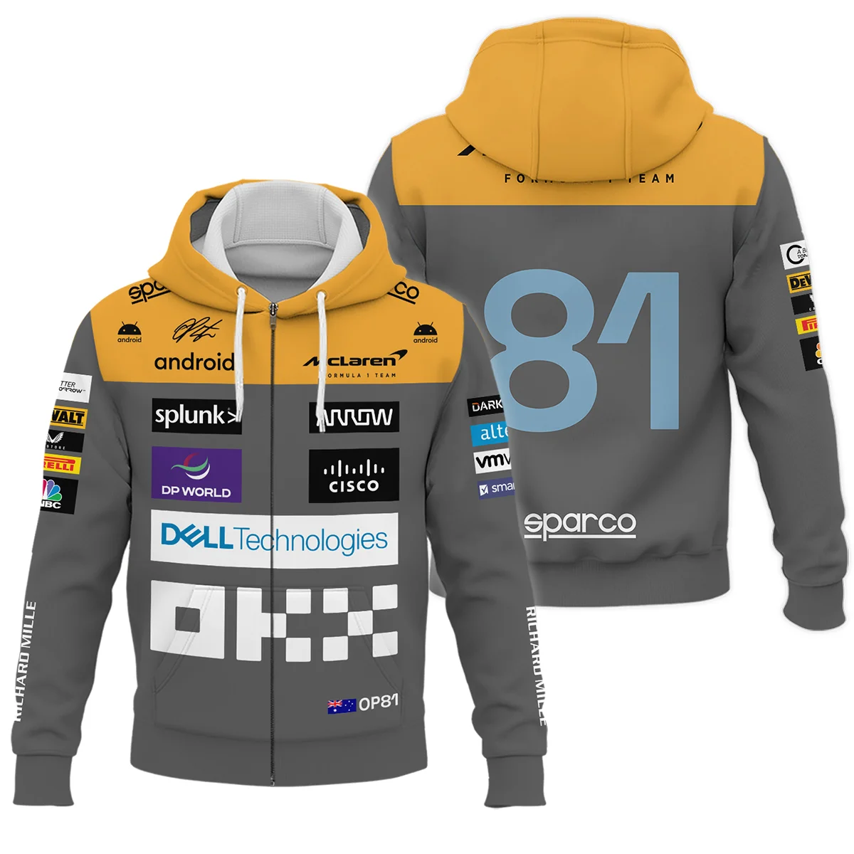 2023 Oscar Piastri Racing Suit McLaren F1 Zipper Hoodie Unisex Motorsport Apparel BLVAOP150825A3ZHD