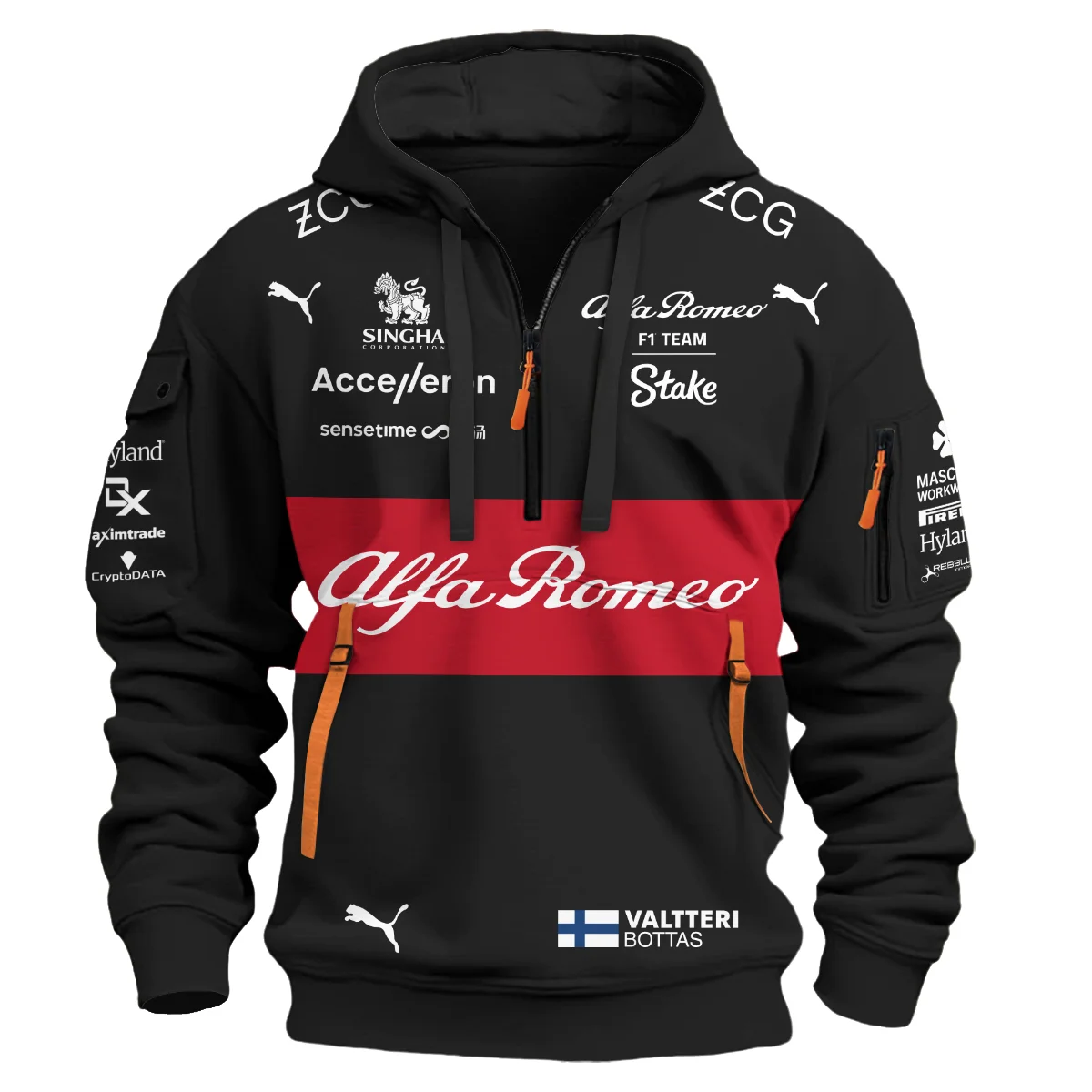 2023 Valtteri Bottas Racing Suit Alfa Romeo F1 Hoodie Half Zip BLVAVB130925A5HDF - Image 2