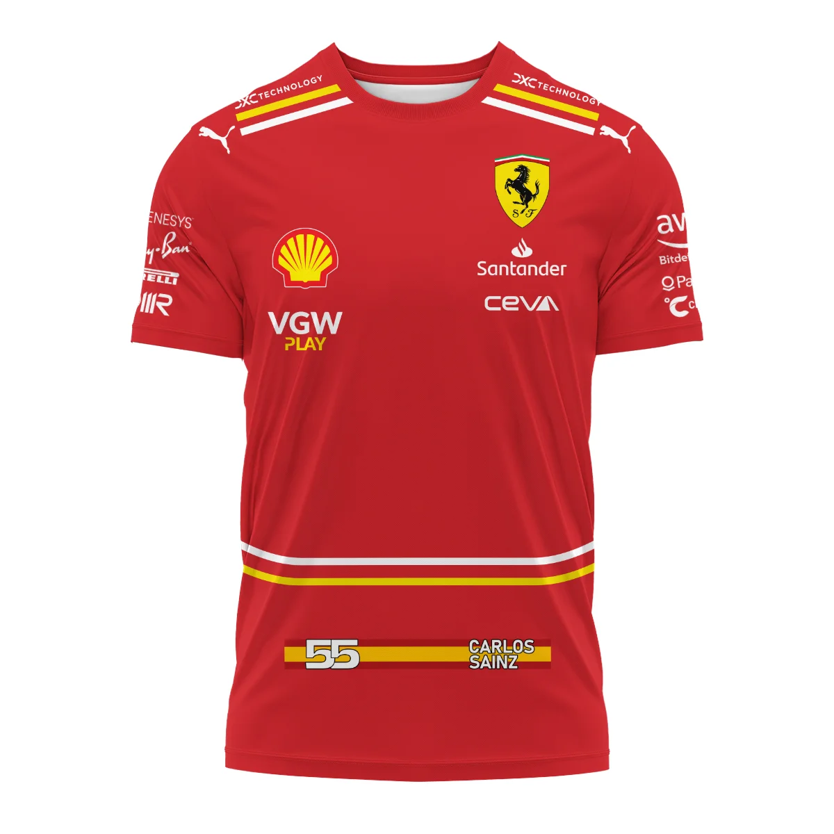 2024 Carlos Sainz Racing Suit Ferrari F1 T-Shirt BLVACS190825A8TS - Image 2