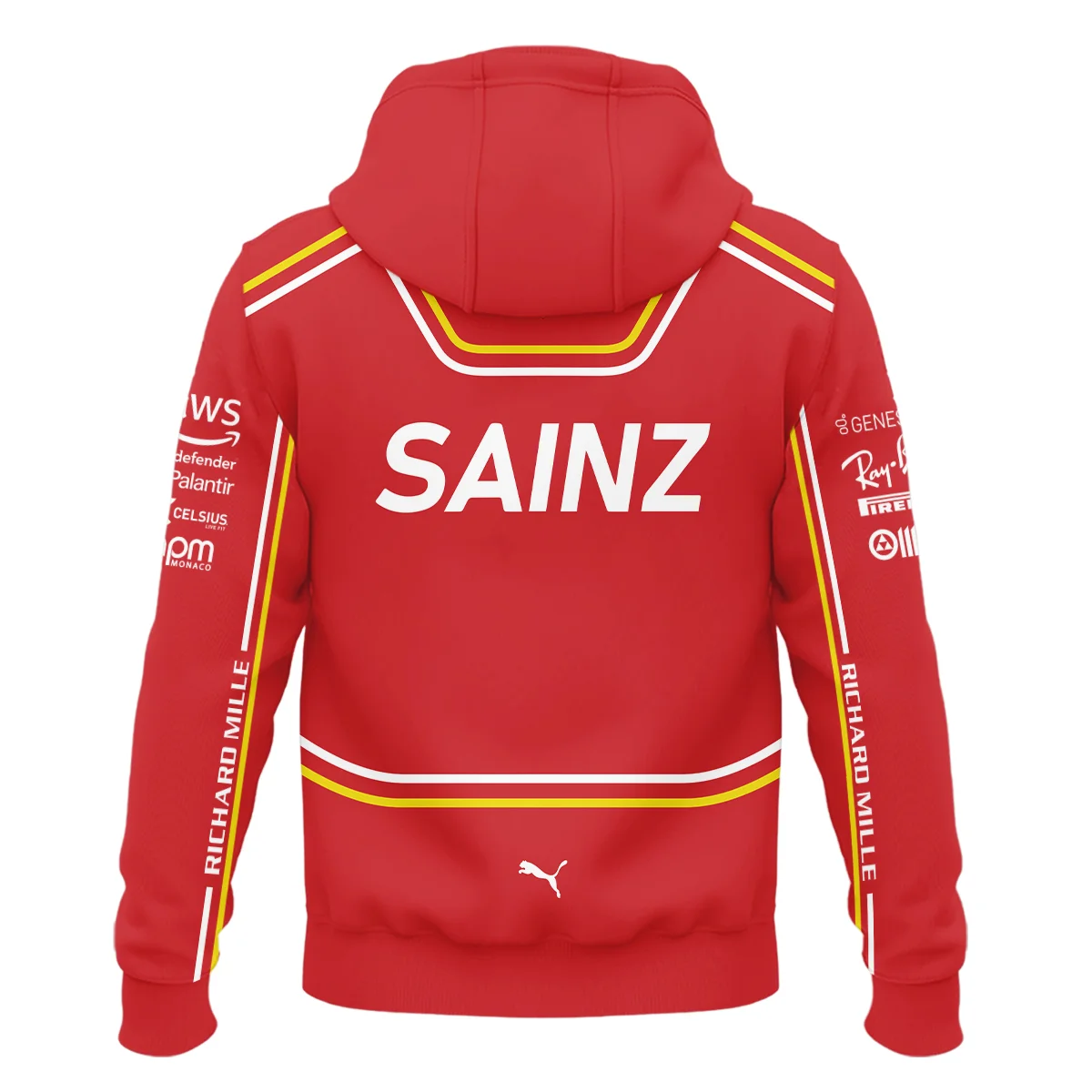 2024 Carlos Sainz Racing Suit Ferrari F1 Zipper Hoodie BLVACS190825A8ZHD - Image 3