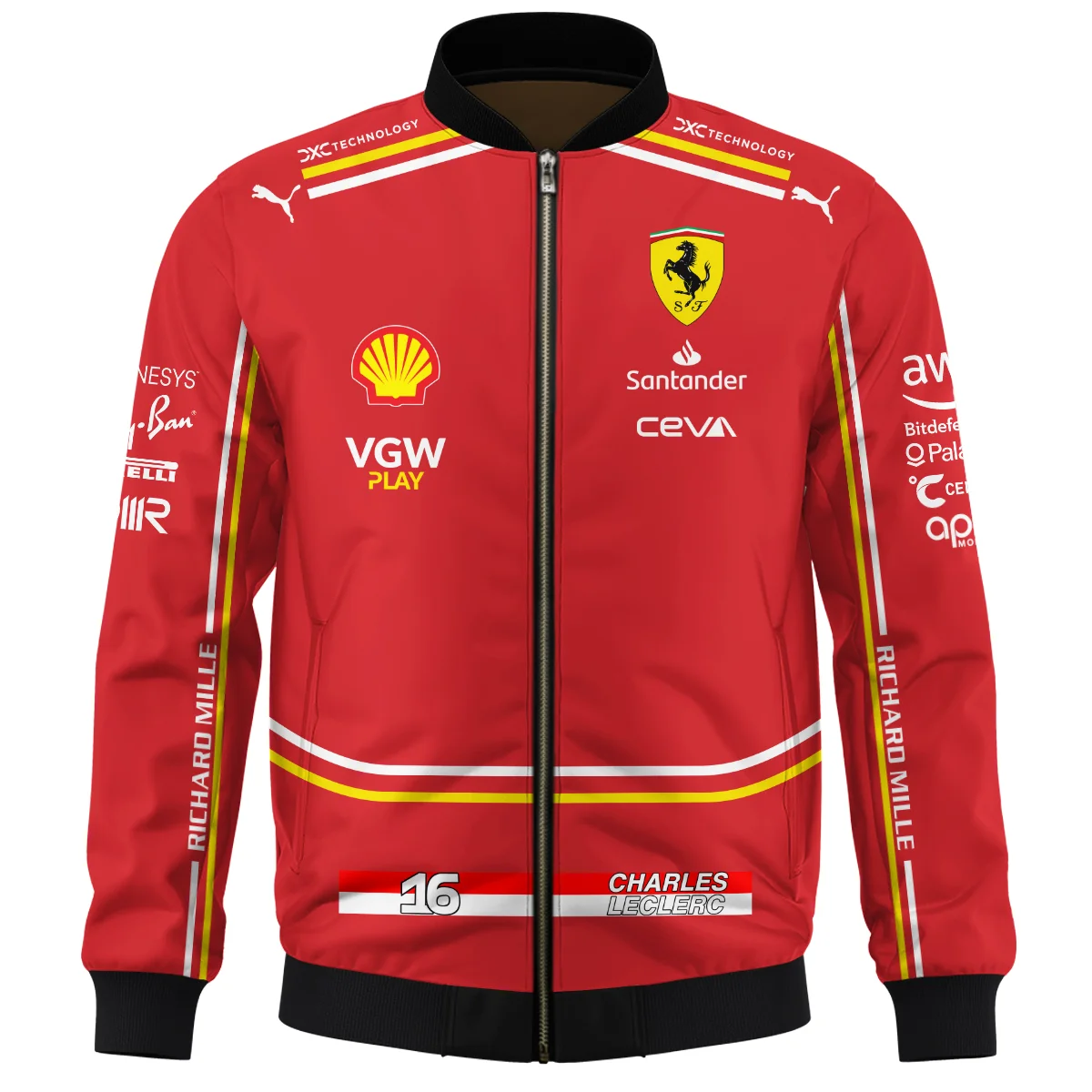 2024 Charles Leclerc Racing Suit Ferrari F1 Bomber BLVACL260825A4BB - Image 2