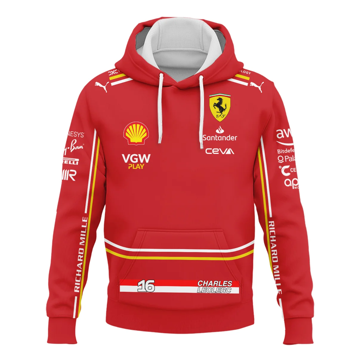 2024 Charles Leclerc Racing Suit Ferrari F1 Hoodie BLVACL260825A4HD - Image 2