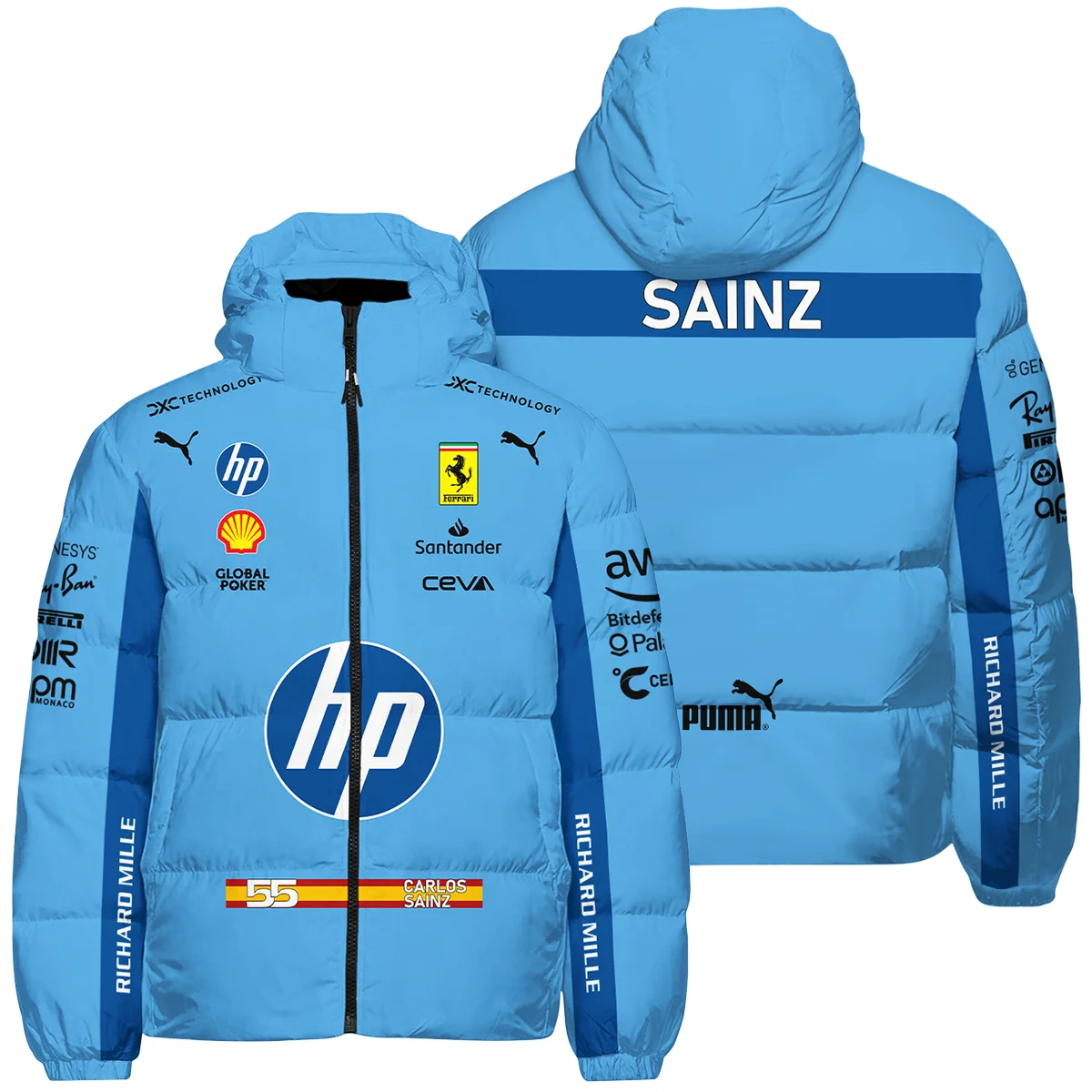 2024 Miami GP Carlos Sainz Racing Suit Ferrari F1 Down & Puffer Jackets Unisex Motorsport Apparel BLVACS190825A6HCJ