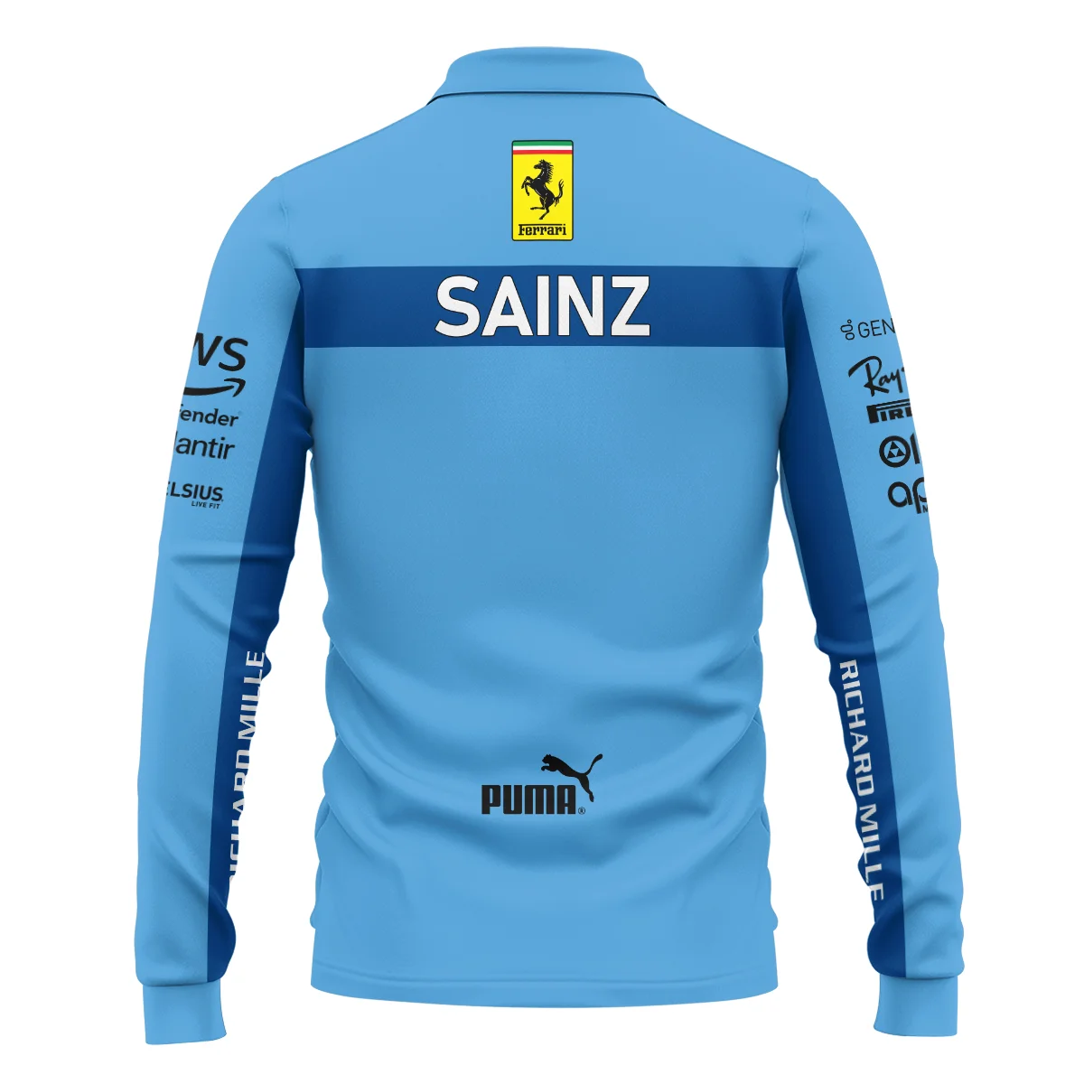 2024 Miami GP Carlos Sainz Racing Suit Ferrari F1 Long Polo Shirt BLVACS190825A6LPL - Image 3