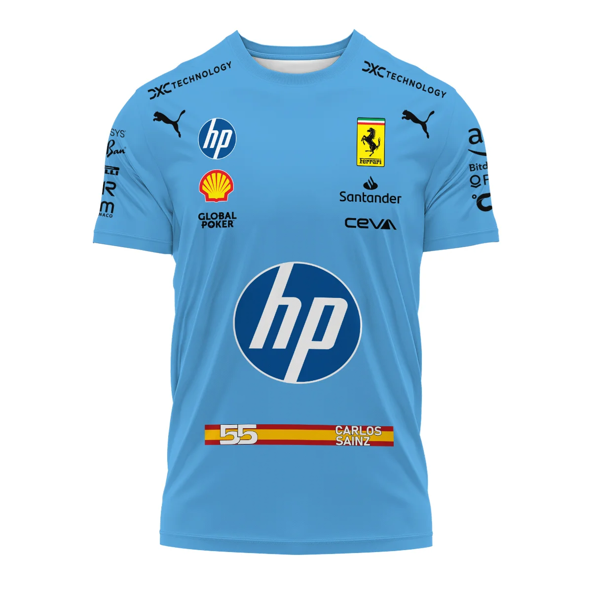 Alternative view of 2024 Miami GP Carlos Sainz Racing Suit Ferrari F1 T-Shirt BLVACS190825A6TS