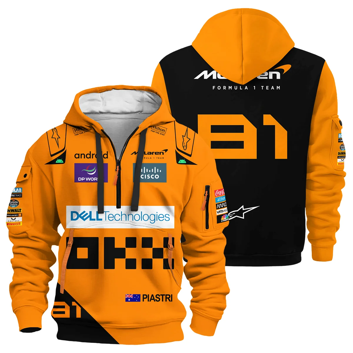 2024 Oscar Piastri Racing Suit McLaren F1 Hoodie Half Zipper Unisex Motorsport Apparel BLVAOP150825A5HDF