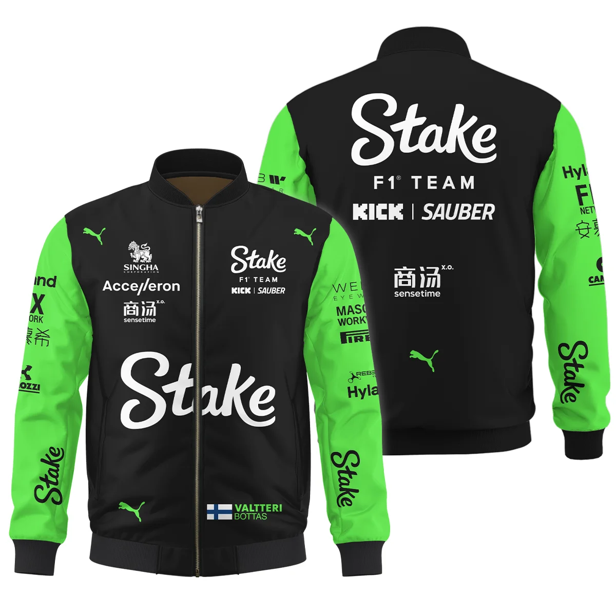 2024 Valtteri Bottas Racing Suit Kick Sauber F1 Bomber Unisex Motorsport Apparel BLVAVB130925A4BB