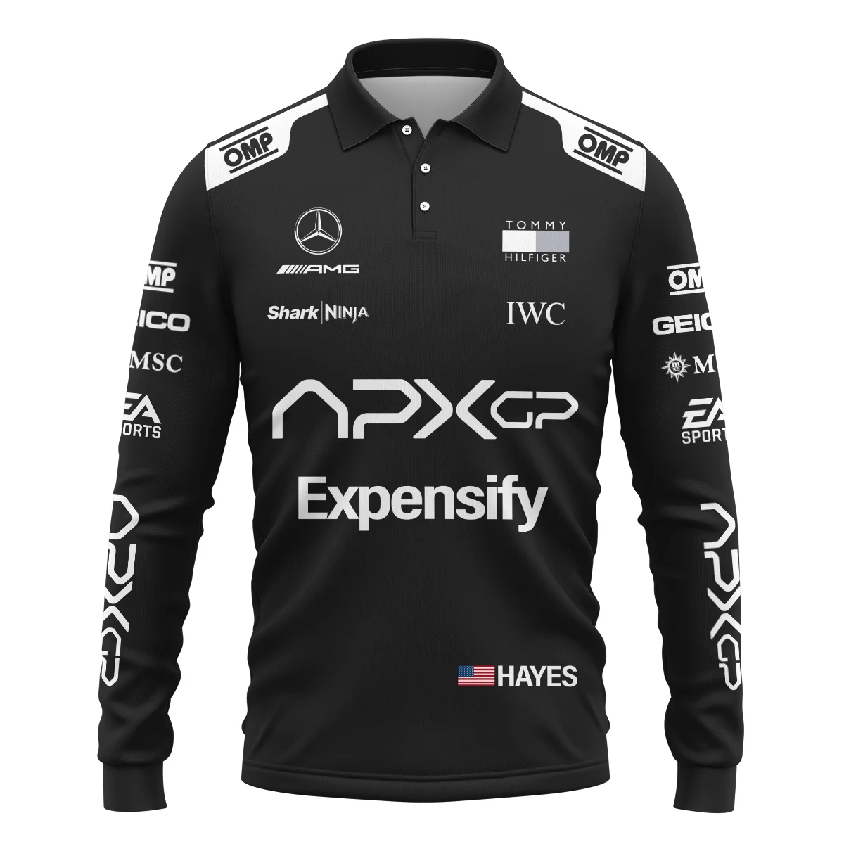 2025 Black Version For Racing Fan Long Polo Shirt BLF116625A2LPL - Image 2